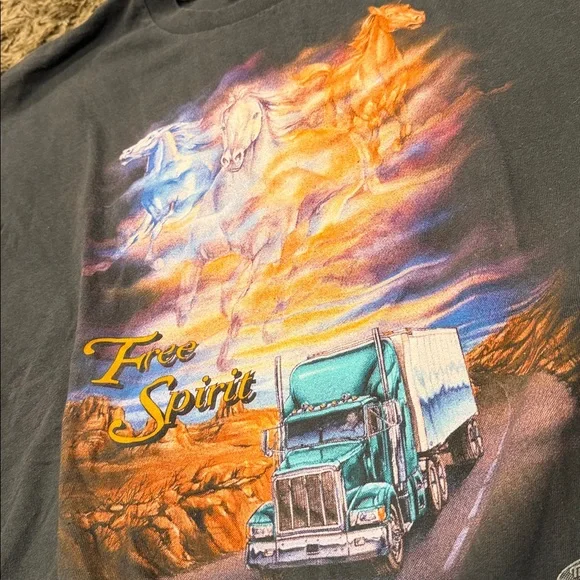 Rare Delta VTG 1994 Truckers Only Free Sprit 3D Emblem T-shirt SZ-L
